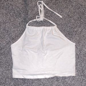 Forever 21 White Cropped Halter Tie Top